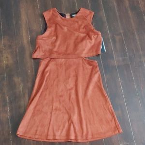 Faux Suede side cut out dress